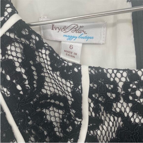 Ivy & Blu Maggy Boutique Sleeveless Black and White Lace Dress - Picture 6 of 7